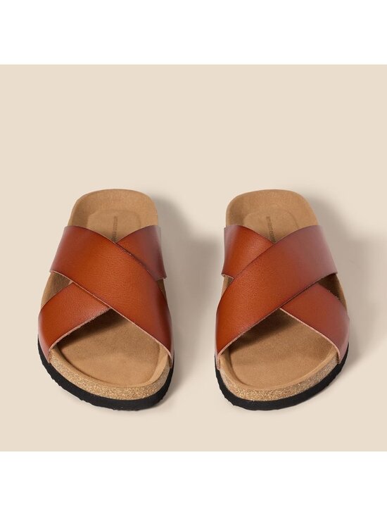 Men\'s Tan Faux Leather Imported Crossover Sandals Casual main image 2